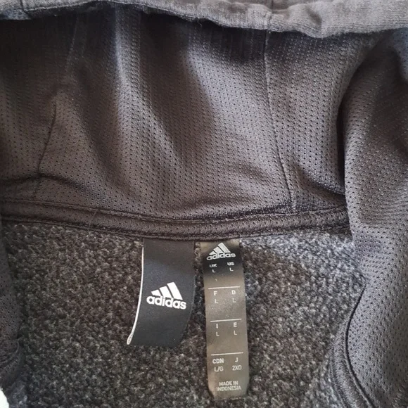 Adidas Gray Full Zip Hoodie with drawstring L - Picture 7 of 10